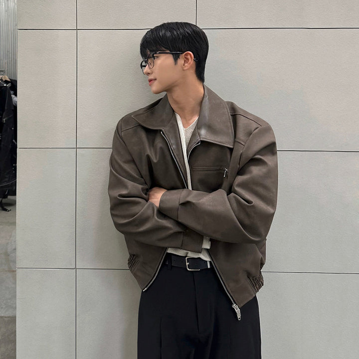 S8 No. 715 Relaxed Fit PU Leather Jacket