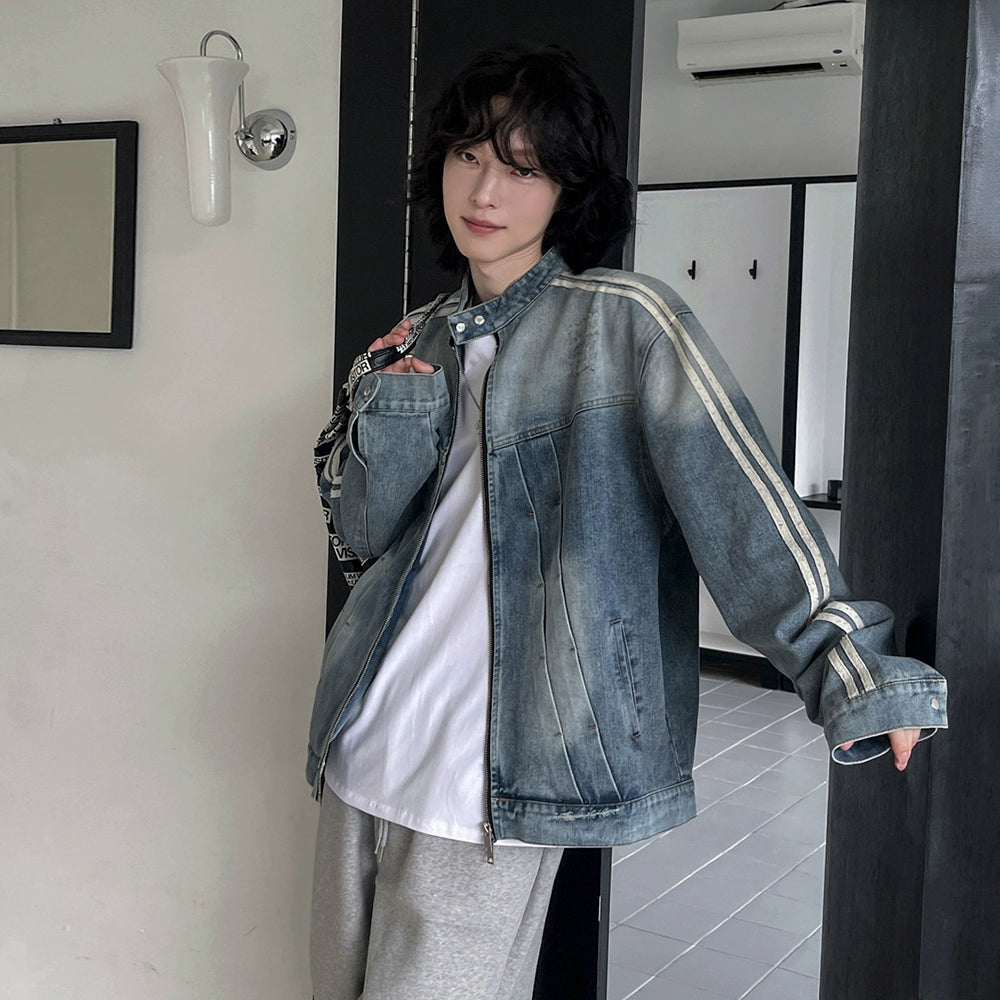 S8 No. 705 Striped Sleeve Denim Jacket