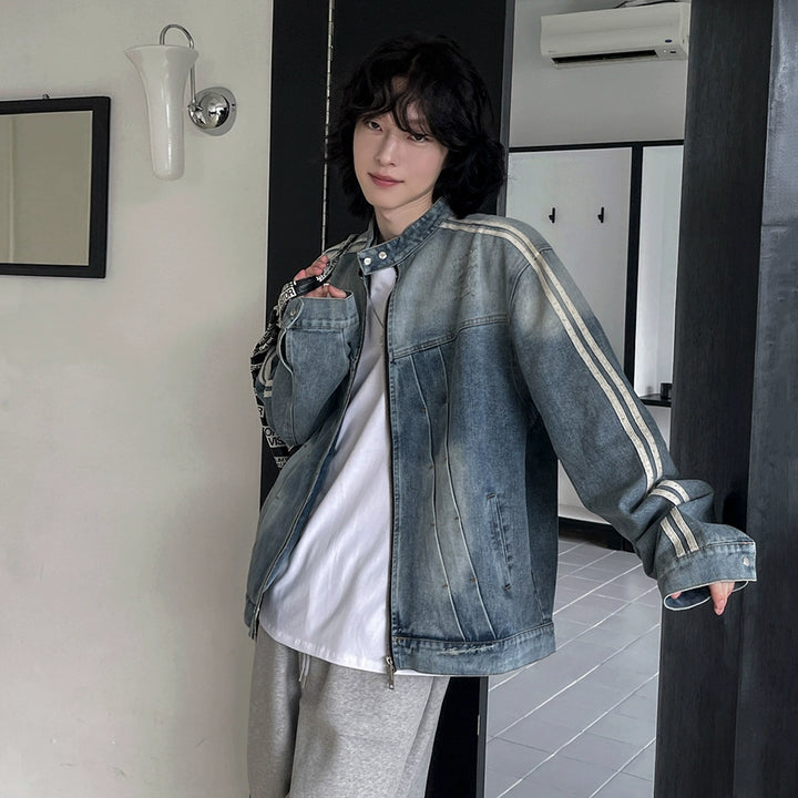S8 No. 705 Striped Sleeve Denim Jacket
