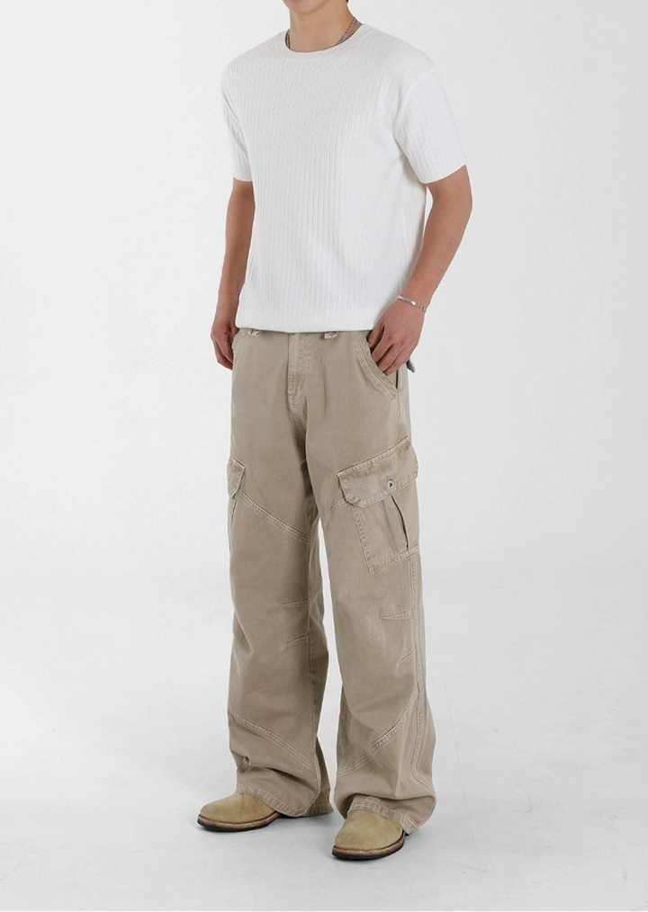 S8 No. 668 Wide-Leg Cargo Pants In Beige