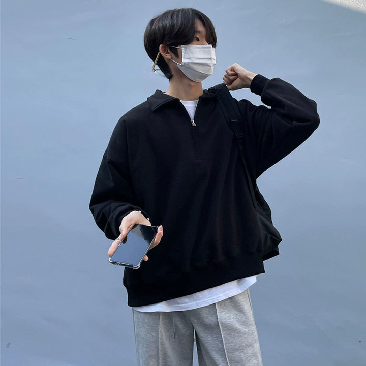 S8 No. 216 Long-Sleeved Collared Sweatershirt