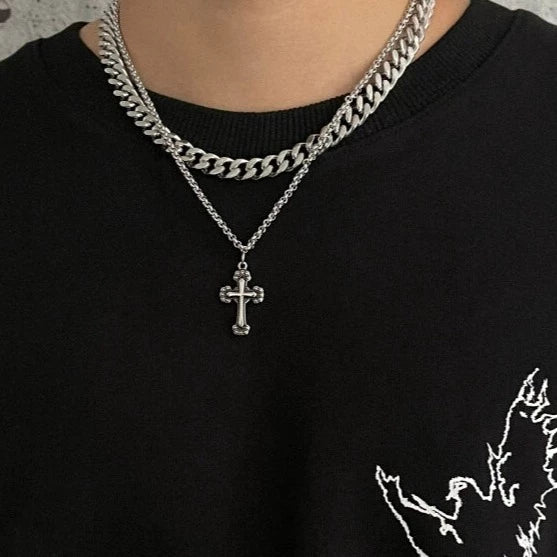 S8 No. 256 Double Layer Cross Necklace