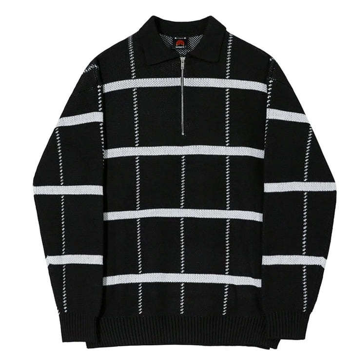 S8 No. 305 Knit Plaid Lapel Sweater