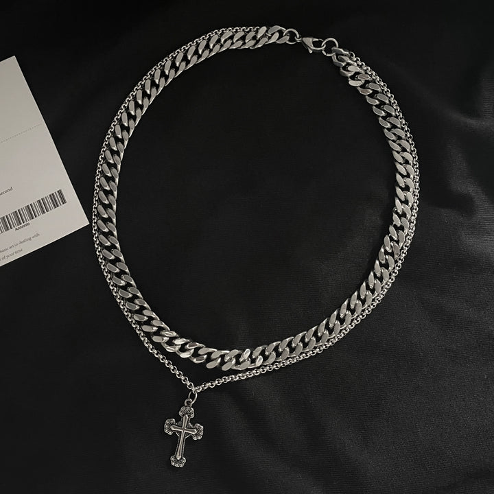 S8 No. 256 Double Layer Cross Necklace