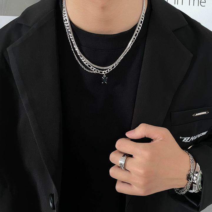 S8 No. 284 Double Layer Black Gem Necklace