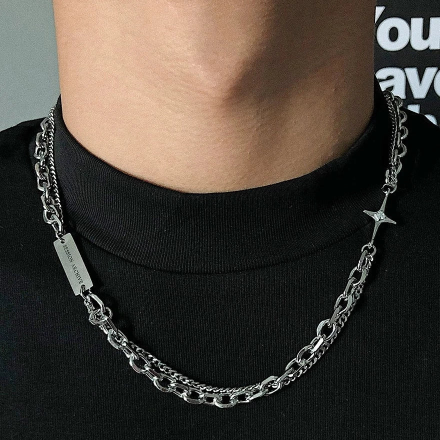 S8 No. 264 Double Layer Chain Necklace w/Pendant