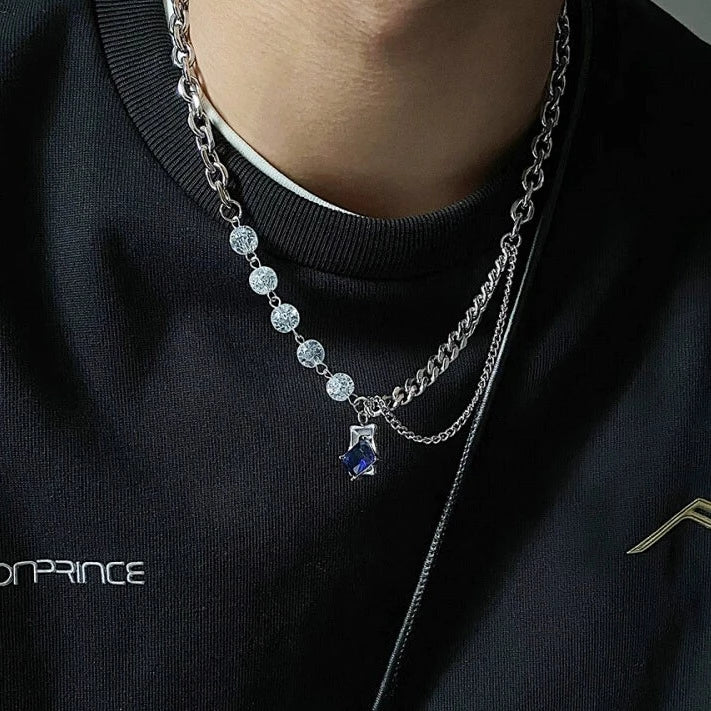 S8 No. 231 Multi Necklace w/Blue Gem Pendant