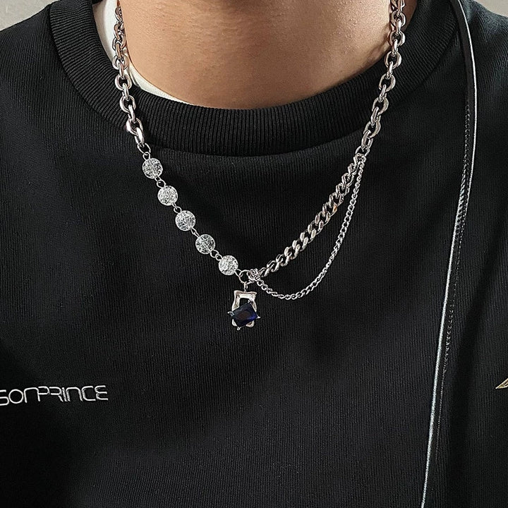 S8 No. 231 Multi Necklace w/Blue Gem Pendant