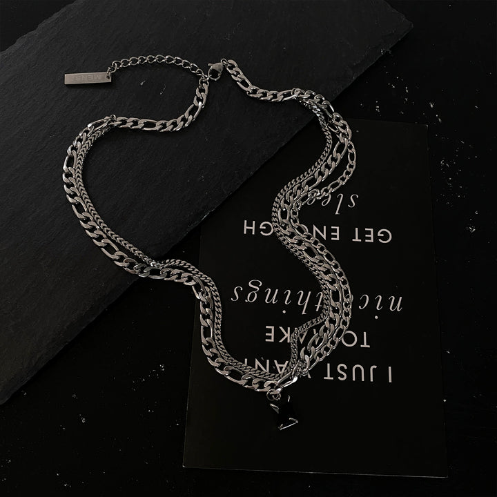 S8 No. 284 Double Layer Black Gem Necklace
