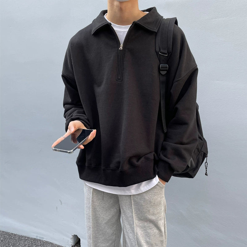S8 No. 216 Long-Sleeved Collared Sweatershirt