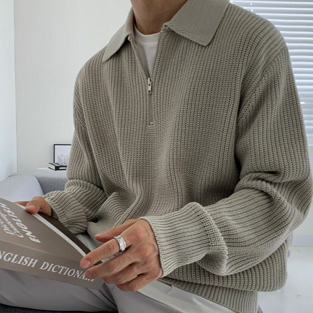 KC No. 149 KNITTED HALF-ZIP SWEATER |MO - KŌSEI COLLECTIVE コーセイコレクティブ|Korean Fashion|Japanese Fashion|Asian Fashion| Asian Jewelry