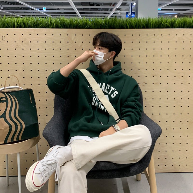 KC No. 152 GREEN LETTERED HOODIE |MO - KŌSEI COLLECTIVE コーセイコレクティブ|Korean Fashion|Japanese Fashion|Asian Fashion| Asian Jewelry