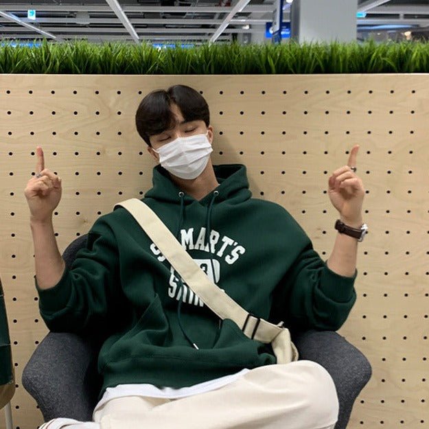 KC No. 152 GREEN LETTERED HOODIE |MO - KŌSEI COLLECTIVE コーセイコレクティブ|Korean Fashion|Japanese Fashion|Asian Fashion| Asian Jewelry